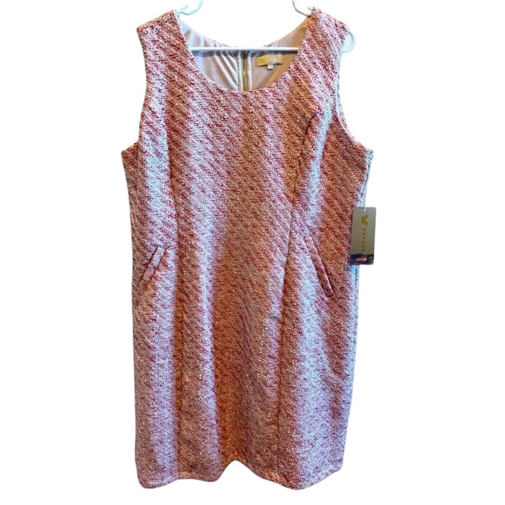 Sleeveless Pink Textured Shift Dress
(Bin 9)